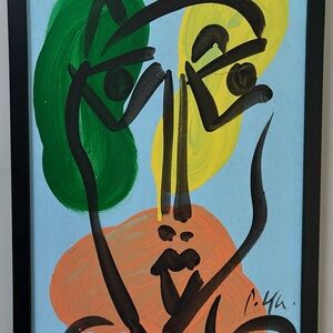 Abstract Face Art with Black Frame